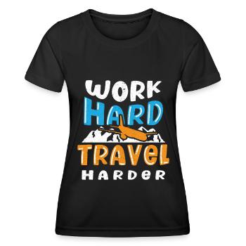 Travel, Travel, Vacation, Vacation, Traveling - Women's Functional T-Shirt - black - Front - AI Model Female 172 light (172cm)