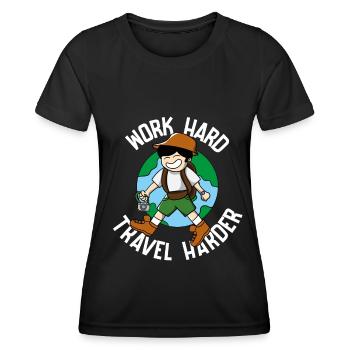 Travel, Travel, Vacation, Vacation, Traveling - Women's Functional T-Shirt - black - Front - AI Model Female 172 light (172cm)