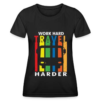 Travel, Travel, Vacation, Vacation, Traveling - Women's Functional T-Shirt - black - Front - AI Model Female 172 light (172cm)