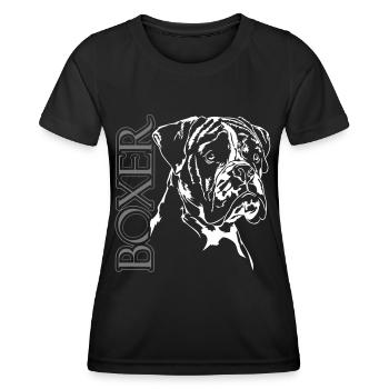 BOXER PORTRAIT II Wilsigns Chien chien sports chiens - T-shirt sport Femme - noir - Devant - AI Model Female 172 light (172cm)