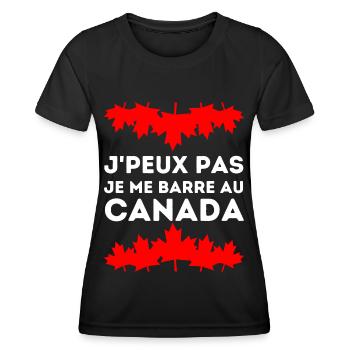 J'peux Pas Je Me Barre Au Canada Feuille D'érable - T-shirt sport Femme - noir - Devant - AI Model Female 172 light (172cm)