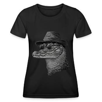 Krokodil - Frauen Funktions-T-Shirt - Schwarz - Vorne - AI Model Female 172 light (172cm)