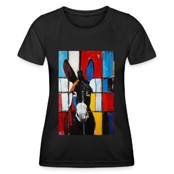 Esel - Frauen Funktions-T-Shirt - Schwarz - Vorne - AI Model Female 172 light (172cm)