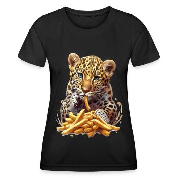 Léopard - T-shirt sport Femme - noir - Devant - AI Model Female 172 light (172cm)