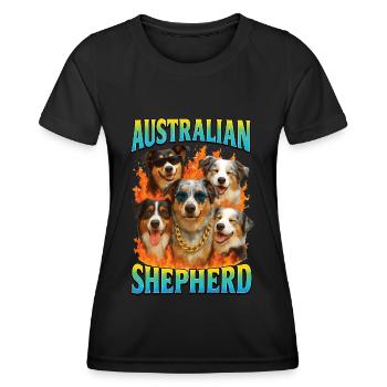 Australischer Schäferhund - Frauen Funktions-T-Shirt - Schwarz - Vorne - AI Model Female 172 light (172cm)