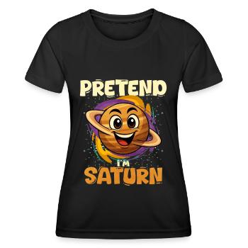 Saturne - T-shirt sport Femme - noir - Devant - AI Model Female 172 light (172cm)