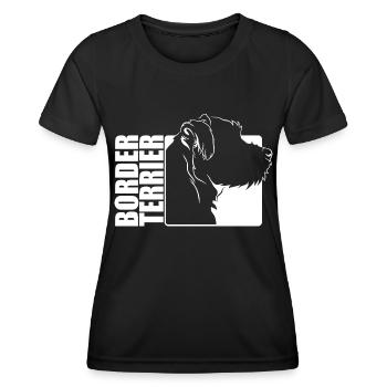 Border Terrier Profil Chiens Chien Wilsigns - T-shirt sport Femme - noir - Devant - AI Model Female 172 light (172cm)