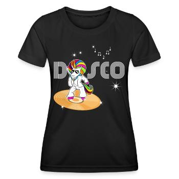 Licorne Disco Années 80 Vintage Vinyl - T-shirt sport Femme - noir - Devant - AI Model Female 172 light (172cm)