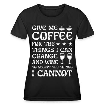 Give me Coffee and Wine - Frauen Funktions-T-Shirt - Schwarz - Vorne - AI Model Female 172 light (172cm)