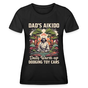 Dad's Aikido daily warm-up dodging toy cars - Women's Functional T-Shirt - black - Front - AI Model Female 172 light (172cm)