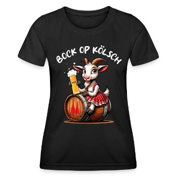 Ziege hat Bock op Kölsch Köln Köbes Karneval Alaaf - Frauen Funktions-T-Shirt - Schwarz - Vorne - AI Model Female 172 light (172cm)