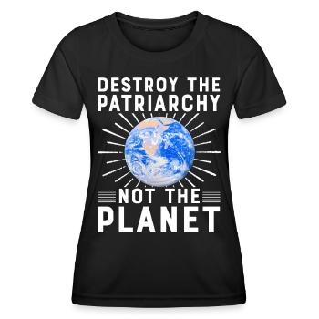 Zerstöre das Patriarchat, nicht den Planeten - Frauen Funktions-T-Shirt - Schwarz - Vorne - AI Model Female 172 light (172cm)