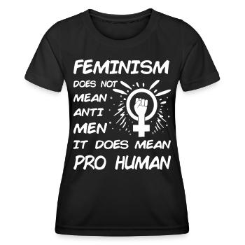 Feminismus bedeutet nicht gegen Männer, es bedeutet menschlich - Frauen Funktions-T-Shirt - Schwarz - Vorne - AI Model Female 172 light (172cm)