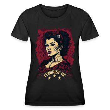 Feministische AF - Frauen Funktions-T-Shirt - Schwarz - Vorne - AI Model Female 172 light (172cm)