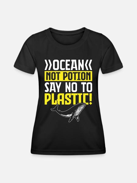 Ocean not potion say no to plastic - Women's Functional T-Shirt - black