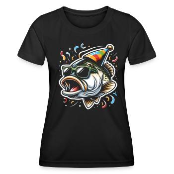 Poisson bar - T-shirt sport Femme - noir - Devant - AI Model Female 172 light (172cm)