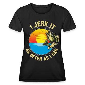 Je le branle aussi souvent que je peux - T-shirt sport Femme - noir - Devant - AI Model Female 172 light (172cm)