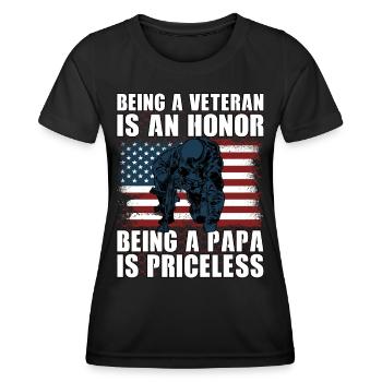 Ein Veteran zu sein ist eine Ehre, ein Papa zu sein, ist ein Preis - Frauen Funktions-T-Shirt - Schwarz - Vorne - AI Model Female 172 light (172cm)