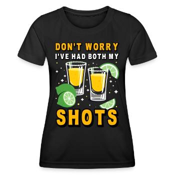Ne vous inquiétez pas, j’ai eu mes deux injections - T-shirt sport Femme - noir - Devant - AI Model Female 172 light (172cm)