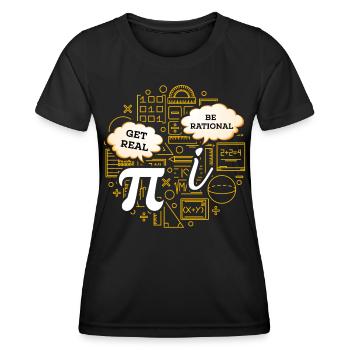 Humour mathématique – Pi vs. nombre imaginaire - T-shirt sport Femme - noir - Devant - AI Model Female 172 light (172cm)
