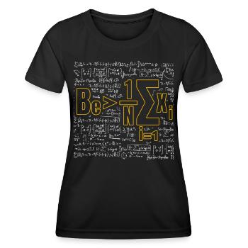 Jeu de mots mathématique - Soyez supérieur à la moyenne - T-shirt sport Femme - noir - Devant - AI Model Female 172 light (172cm)