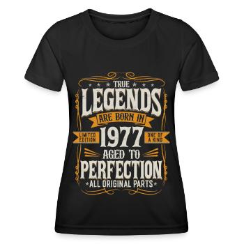Né en 1977 Legends Cadeau d’anniversaire - T-shirt sport Femme - noir - Devant - AI Model Female 172 light (172cm)