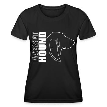 Basset Hound Profile Chiens Chien Wilsigns - T-shirt sport Femme - noir - Devant - AI Model Female 172 light (172cm)