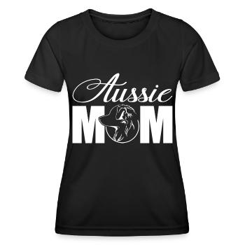 Aussie Profil Mom Hunde Hund Wilsigns - Frauen Funktions-T-Shirt - Schwarz - Vorne - AI Model Female 172 light (172cm)