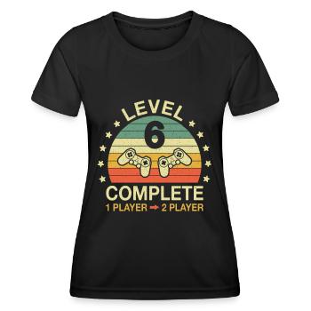 Level 6 Complete Gamer 6 Anniversary Wedding Anniversary - Women's Functional T-Shirt - black - Front - AI Model Female 172 light (172cm)