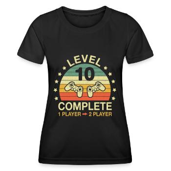 Level 10 Complete Gamer 10 Anniversary Wedding Anniversary - Women's Functional T-Shirt - black - Front - AI Model Female 172 light (172cm)