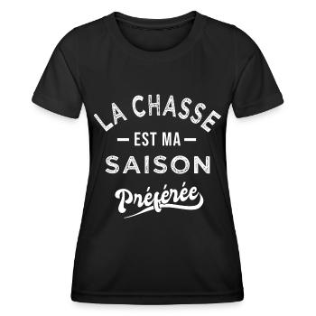 Chasse saison préférée Cadeau cool pour chasseur - T-shirt sport Femme - noir - Devant - AI Model Female 172 light (172cm)