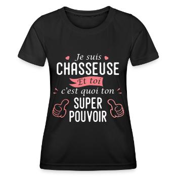 chasseuse cadeau cool chasse pour femme maman - T-shirt sport Femme - noir - Devant - AI Model Female 172 light (172cm)
