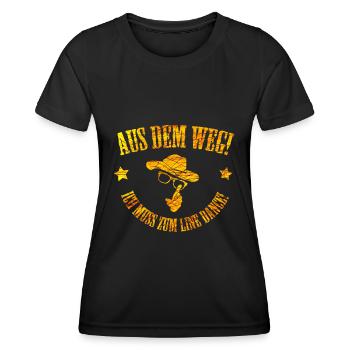 Aus dem Weg ich muss zum Line Dance, Linedancing - Frauen Funktions-T-Shirt - Schwarz - Vorne - AI Model Female 172 light (172cm)