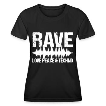 Rave Love Peace Techno Music - Women's Functional T-Shirt - black - Front - AI Model Female 172 light (172cm)