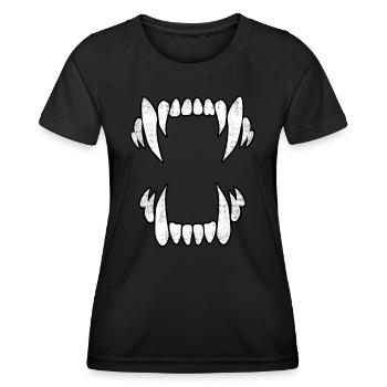 Unheimliche Wolfszähne - Frauen Funktions-T-Shirt - Schwarz - Vorne - AI Model Female 172 light (172cm)