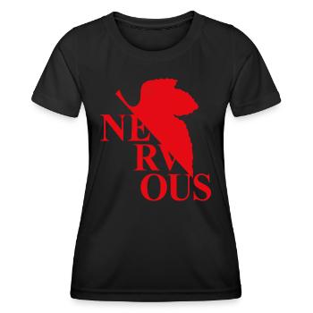 Parodie du logo EVA NERVous - T-shirt sport Femme - noir - Devant - AI Model Female 172 light (172cm)
