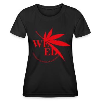 Ne soyez pas nerveux fumer de l’herbe Restez haut - T-shirt sport Femme - noir - Devant - AI Model Female 172 light (172cm)
