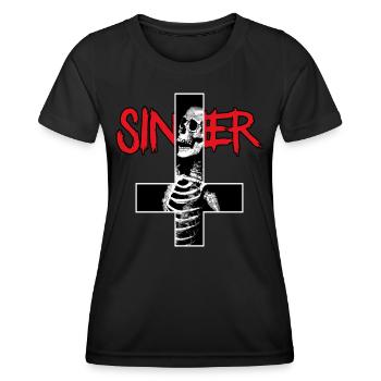 Inverted Cross Of Sinner With Skull And Skeleton - Women's Functional T-Shirt - black - Front - AI Model Female 172 light (172cm)