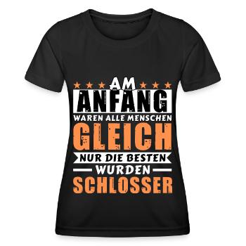 Am Anfang waren alle gleich - Schlosser Edition - Frauen Funktions-T-Shirt - Schwarz - Vorne - AI Model Female 172 light (172cm)