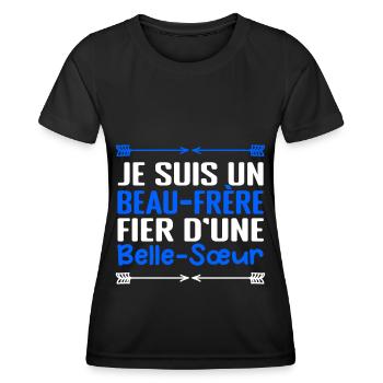 Je suis un beau frère fier d'une belle soeur - T-shirt sport Femme - noir - Devant - AI Model Female 172 light (172cm)