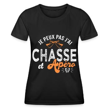 je peux pas j ai chasse Cadeau cool chasseur - T-shirt sport Femme - noir - Devant - AI Model Female 172 light (172cm)
