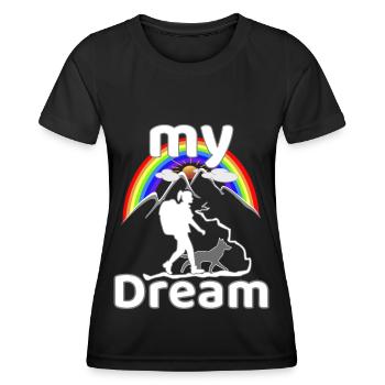 the dream dog with wife hiking - Women's Functional T-Shirt - black - Front - AI Model Female 172 light (172cm)
