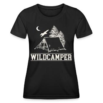 Wildcamper Tent in the Forest Leisure Shirt - Women's Functional T-Shirt - black - Front - AI Model Female 172 light (172cm)