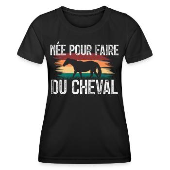 amoureuse des chevaux - cadeau Cavelier. - T-shirt sport Femme - noir - Devant - AI Model Female 172 light (172cm)