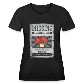 Wanted porcini mushroom funny mushroom gift - Women's Functional T-Shirt - black - Front - AI Model Female 172 light (172cm)