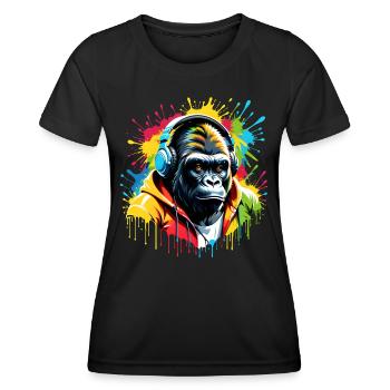 T-shirt gorille unisexe pour mélomane - T-shirt sport Femme - noir - Devant - AI Model Female 172 light (172cm)