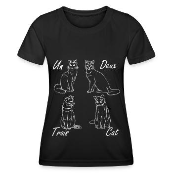 Un Deux Trois Cat - French - Women's Functional T-Shirt - black - Front - AI Model Female 172 light (172cm)