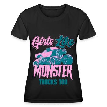 Monstertruck - Frauen Funktions-T-Shirt - Schwarz - Vorne - AI Model Female 172 light (172cm)
