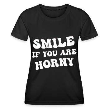 Souriez si vous êtes excité - T-shirt sport Femme - noir - Devant - AI Model Female 172 light (172cm)