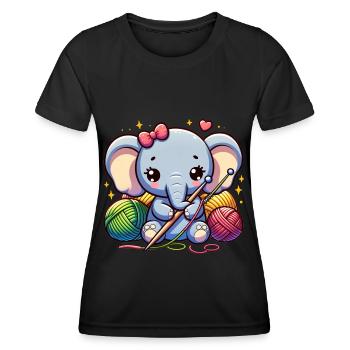 Éléphant tricot câlin éléphant vêtements Art - T-shirt sport Femme - noir - Devant - AI Model Female 172 light (172cm)